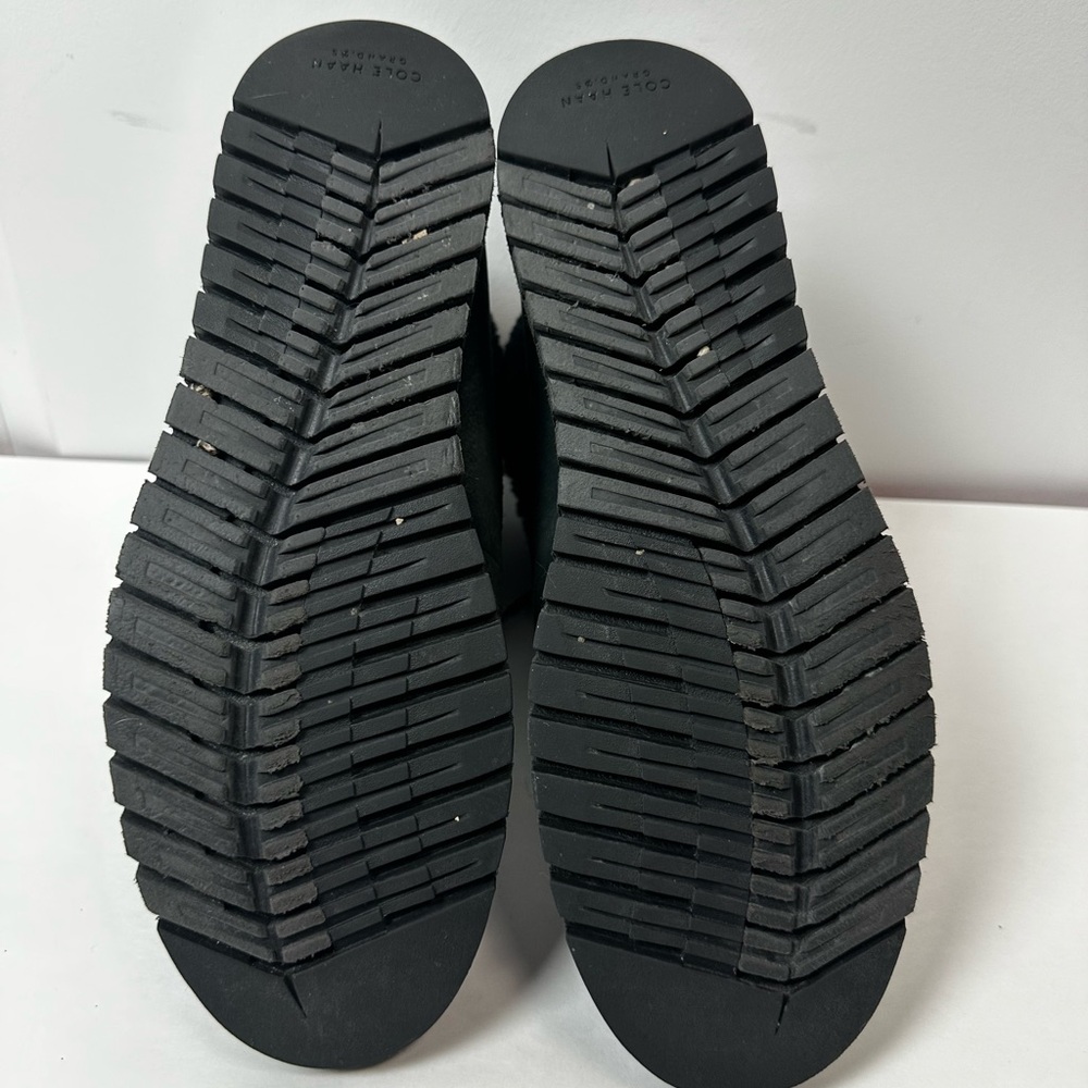Cole Haan Black Shearling Trim Lace‑Up Winter Boots Size 8.5 B - Picture 7 of 13